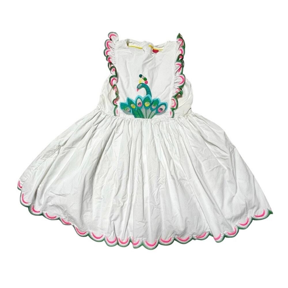 Mini Boden Peacock Appliqué Pinnie Dress Size 8/9
